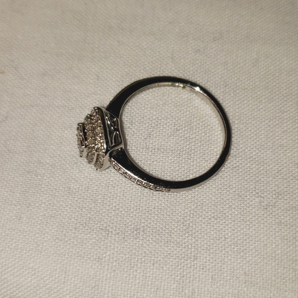 DIAMOND and sterling silver halo ring and halo earrings - Picture 6 of 8